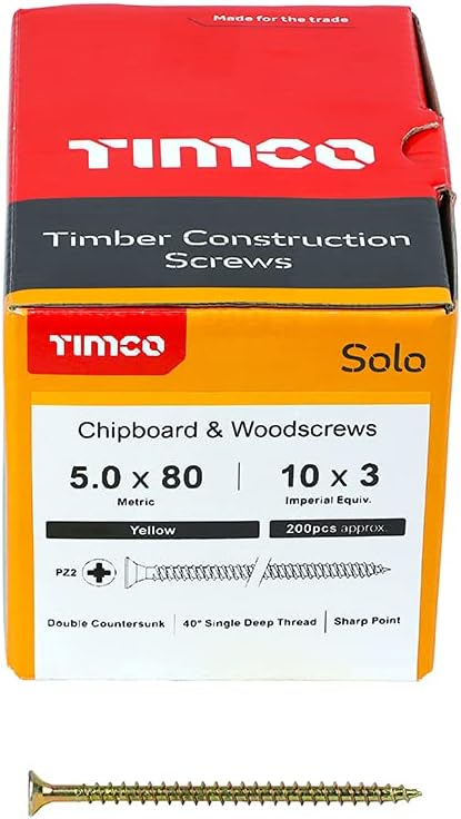 Timco Solo Gold Wood Screws 5.0x80mm