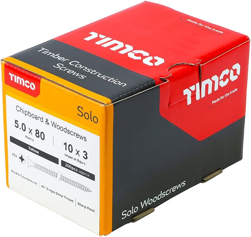 Timco Solo Gold Wood Screws 5.0x80mm